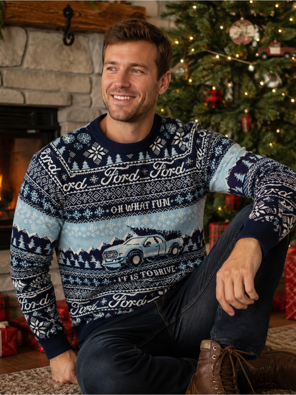 Ford Ugly Christmas Sweater Truck Nation Raptor / Men’s Large